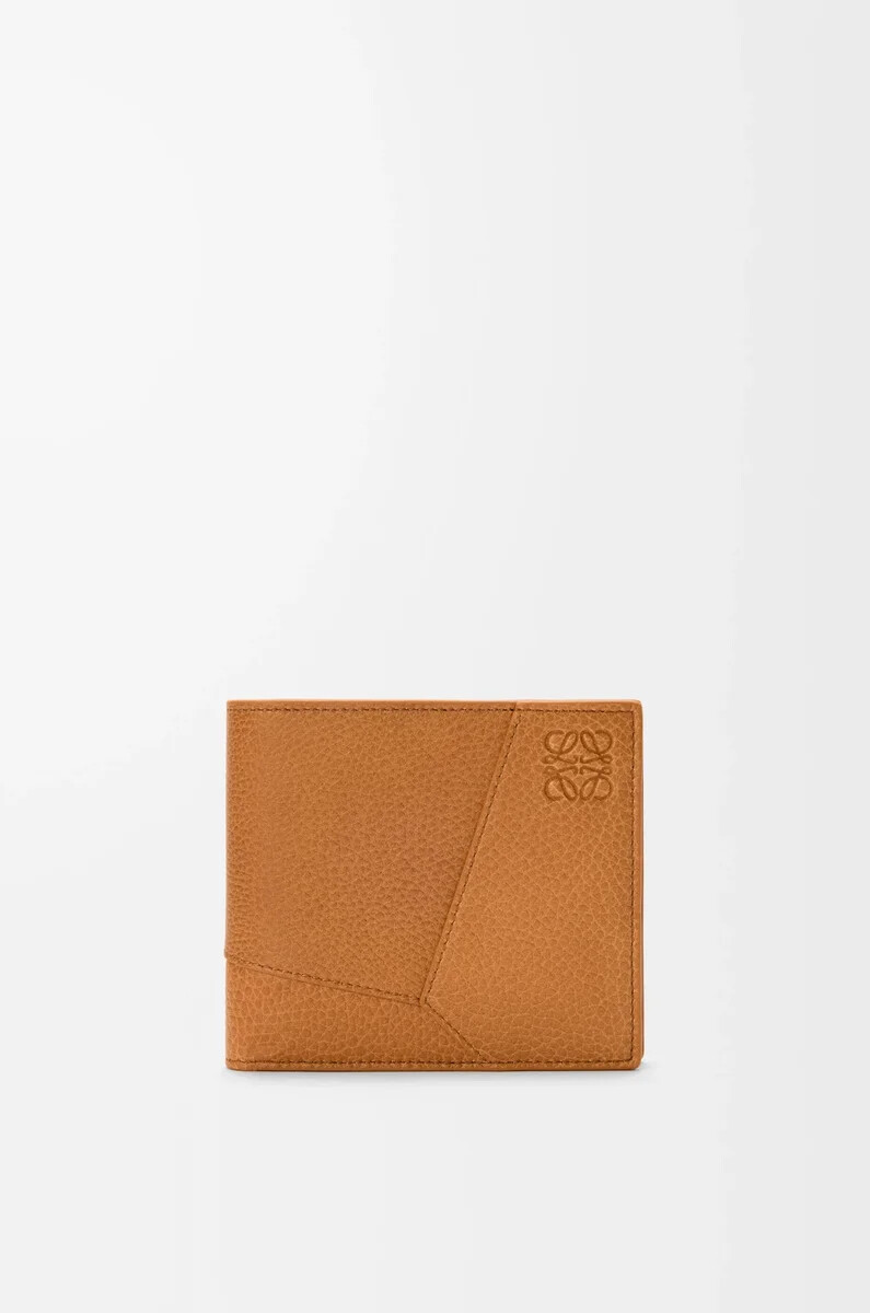 zweifach faltbares münzportemonnaie aus geschmeidigem genarbtem kalbsleder in hellbraun canyon brown.