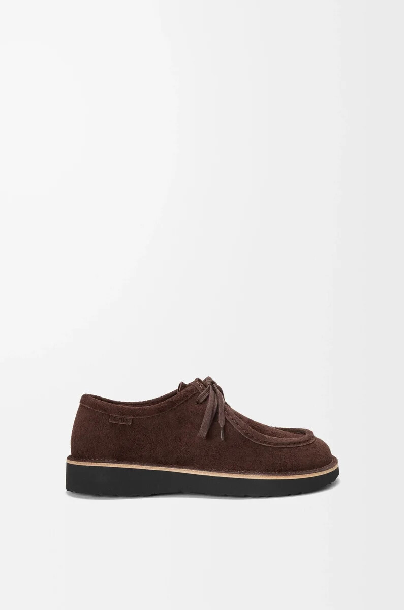 faro schnürschuhe aus dunkelbraunem kalbsveloursleder