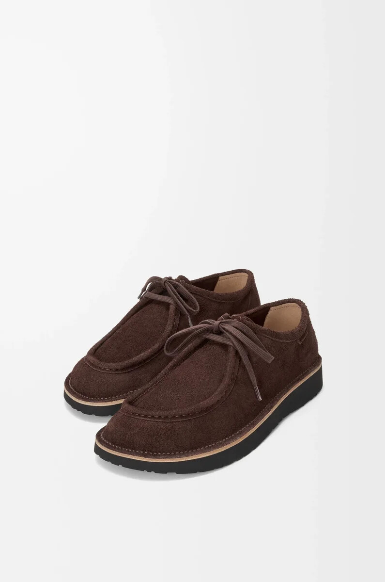 faro schnürschuhe aus dunkelbraunem kalbsveloursleder