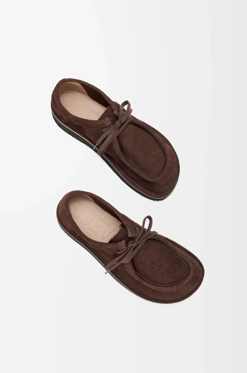 faro schnürschuhe aus dunkelbraunem kalbsveloursleder