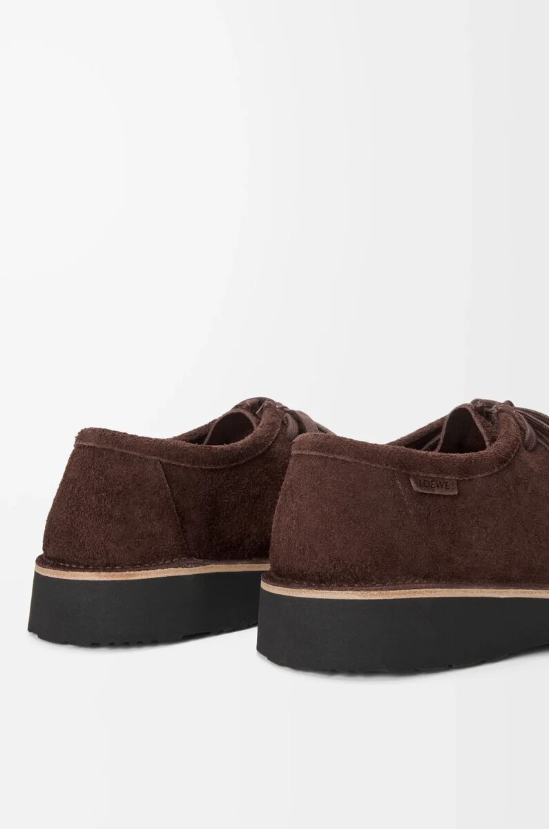 faro schnürschuhe aus dunkelbraunem kalbsveloursleder