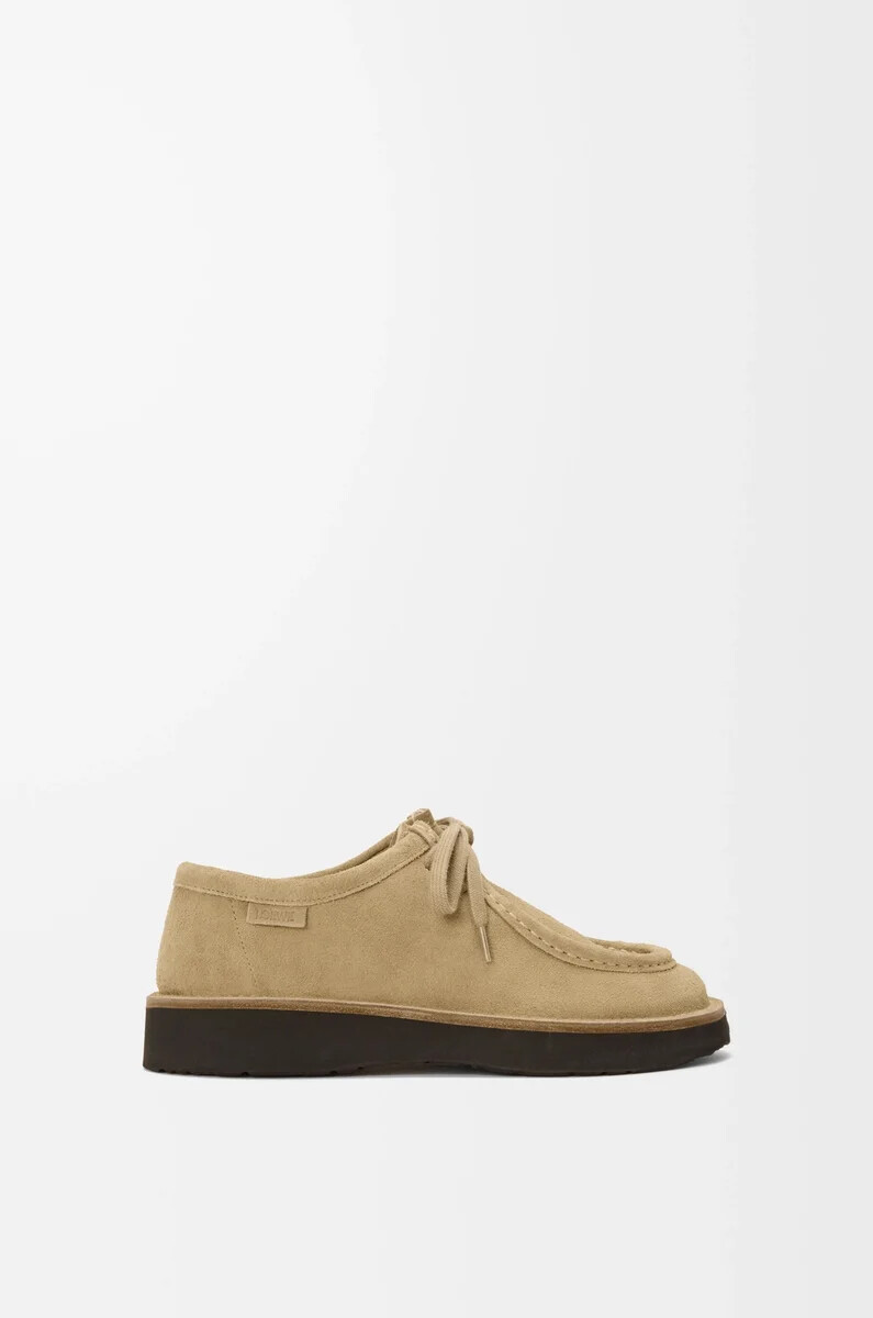 faro schnürschuh aus veloursleder-kalbsleder sahara