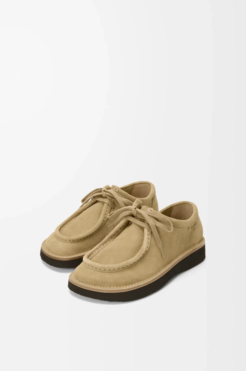 faro schnürschuh aus veloursleder-kalbsleder sahara