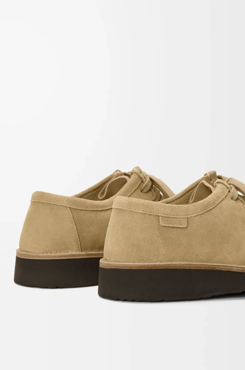 faro schnürschuh aus veloursleder-kalbsleder sahara