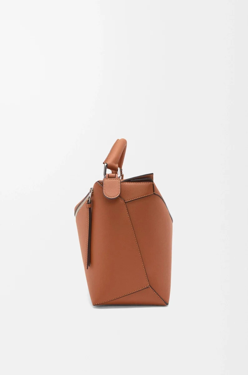 große puzzle edge tasche aus klassischem kalbsleder in hellbraun
