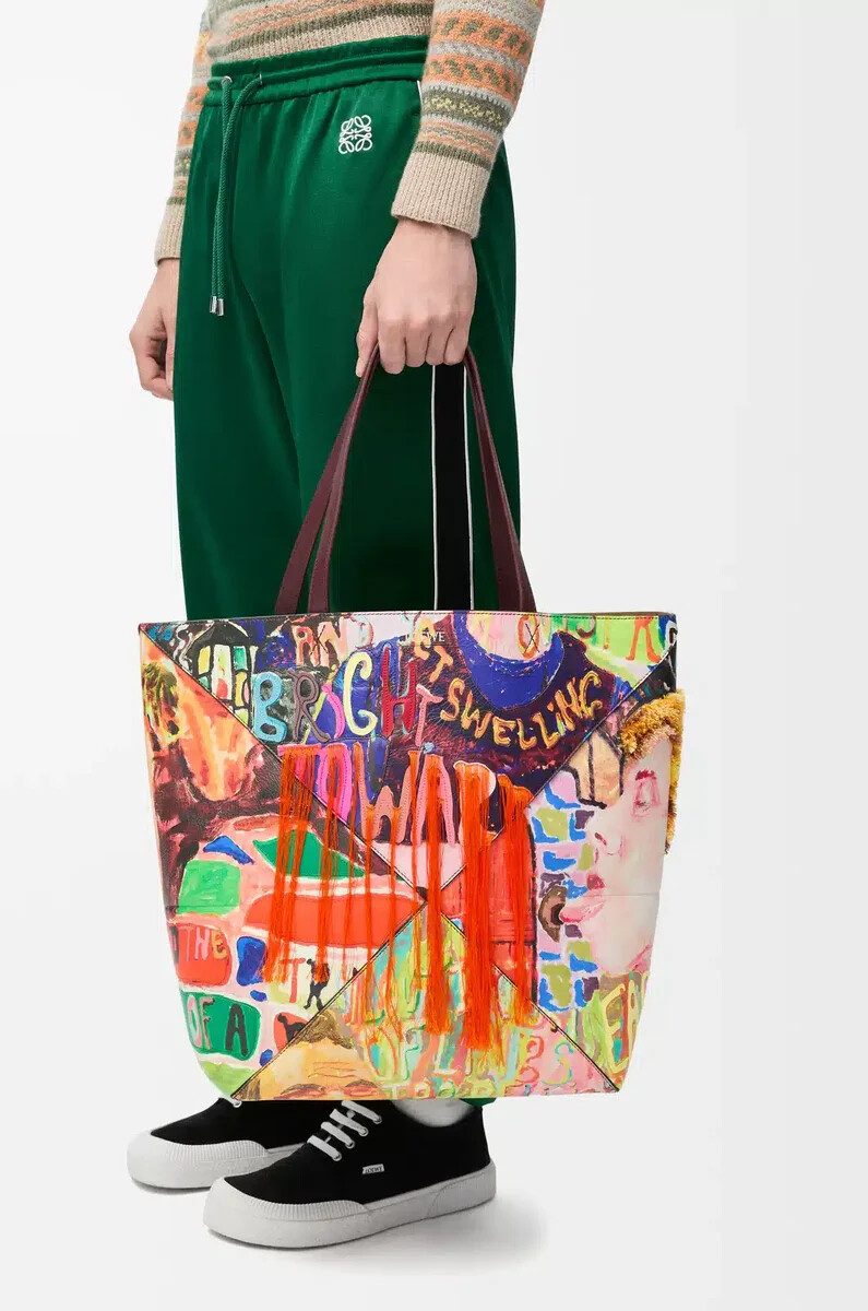 xl puzzle fold tote aus klassischem kalbsleder in dunkelburgundermehrfarbig