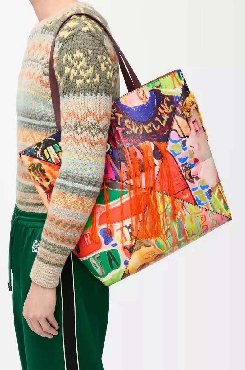 xl puzzle fold tote aus klassischem kalbsleder in dunkelburgundermehrfarbig