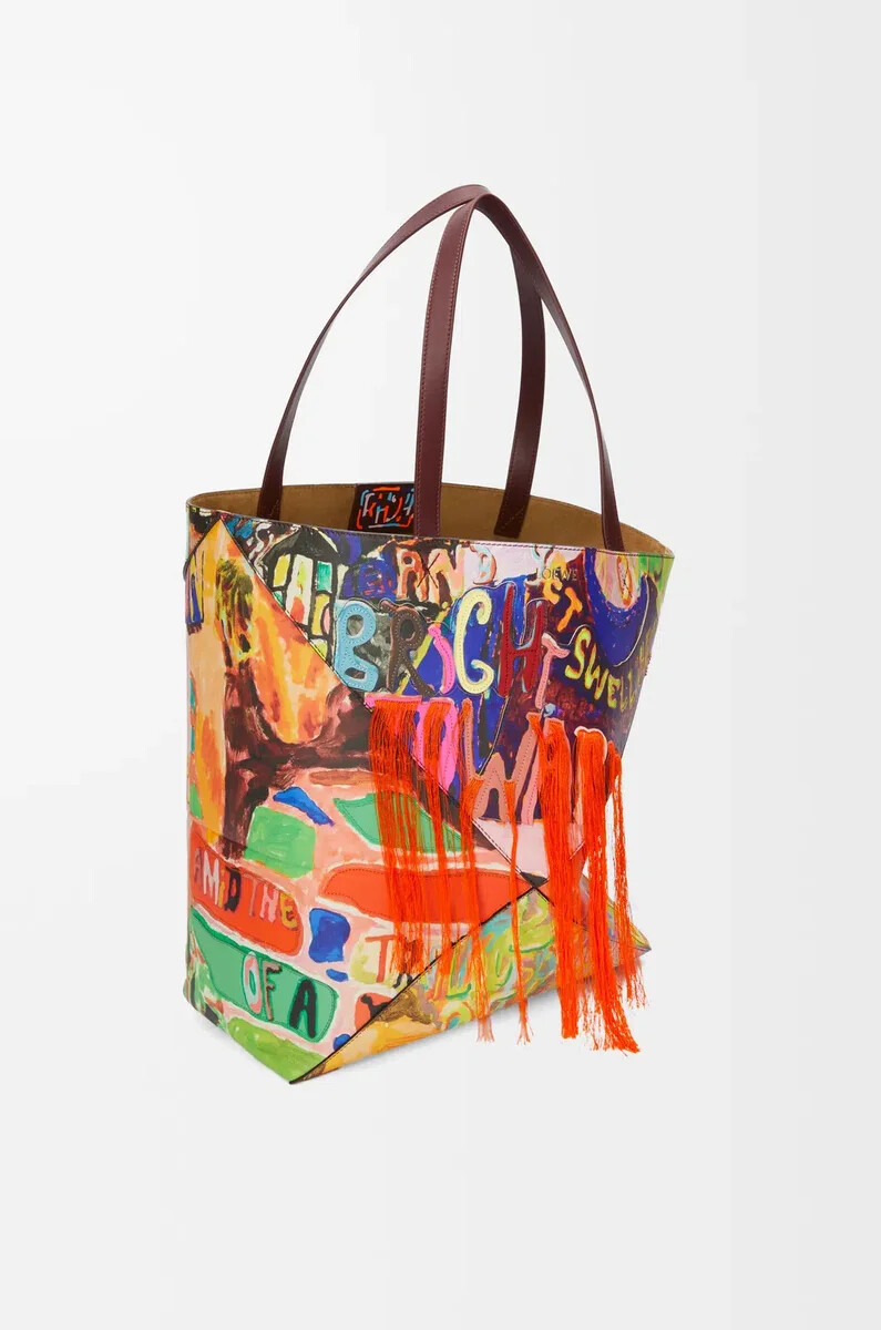 xl puzzle fold tote aus klassischem kalbsleder in dunkelburgundermehrfarbig