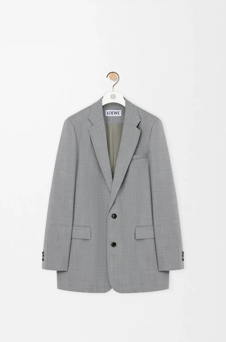 jacke aus wolle grau