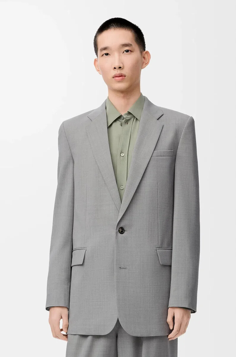 jacke aus wolle grau