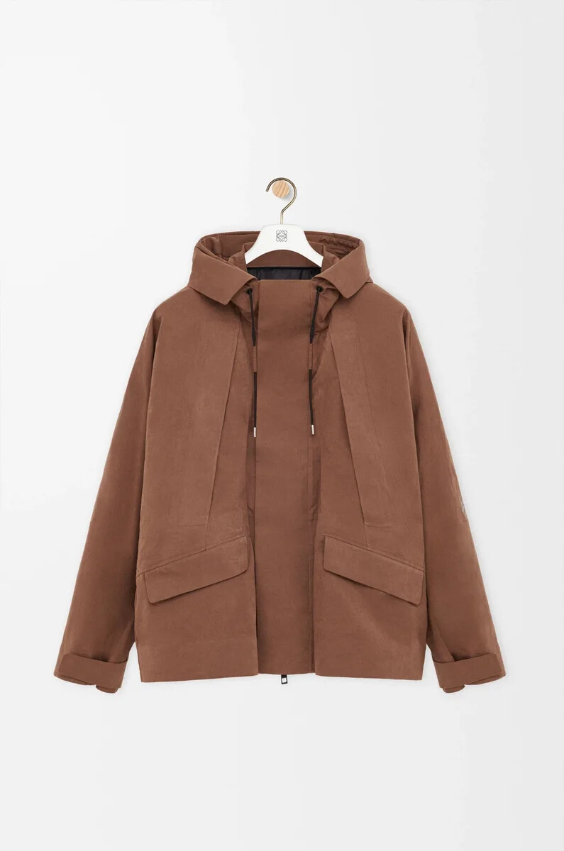 kurzer parka aus technischer baumwolle farbe toffee