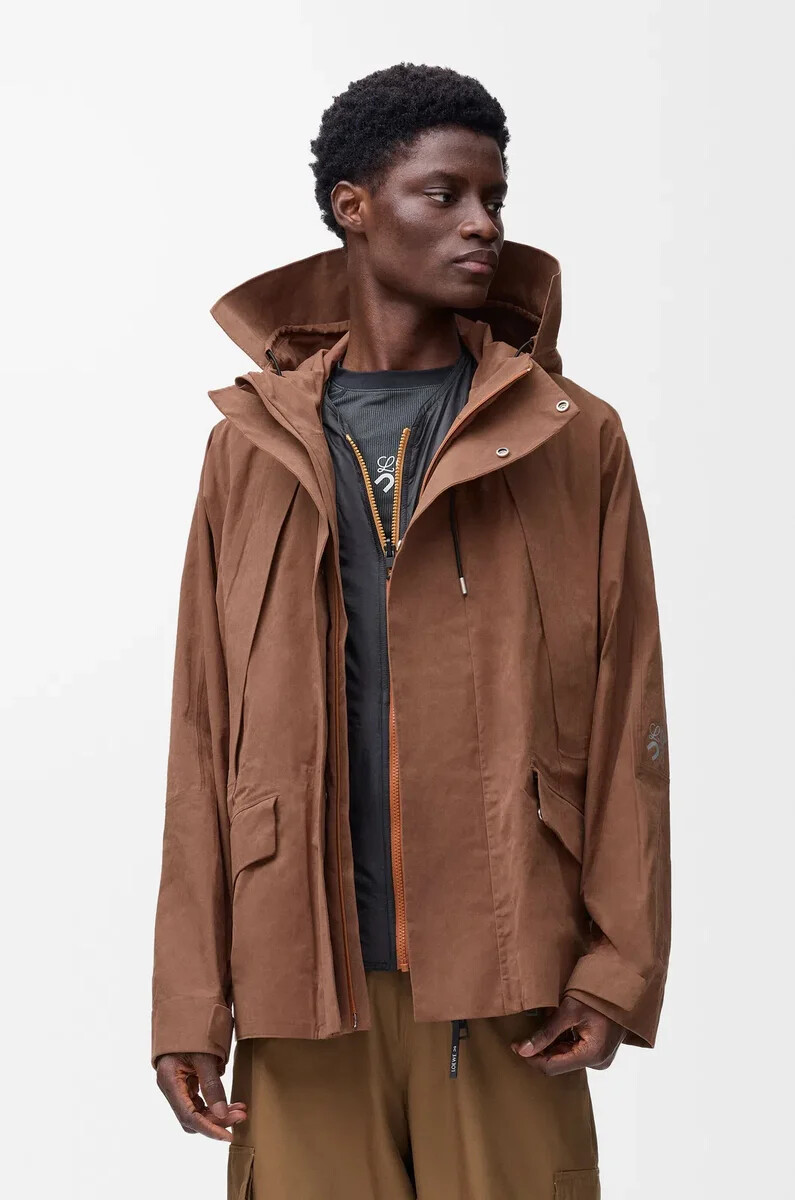 kurzer parka aus technischer baumwolle farbe toffee