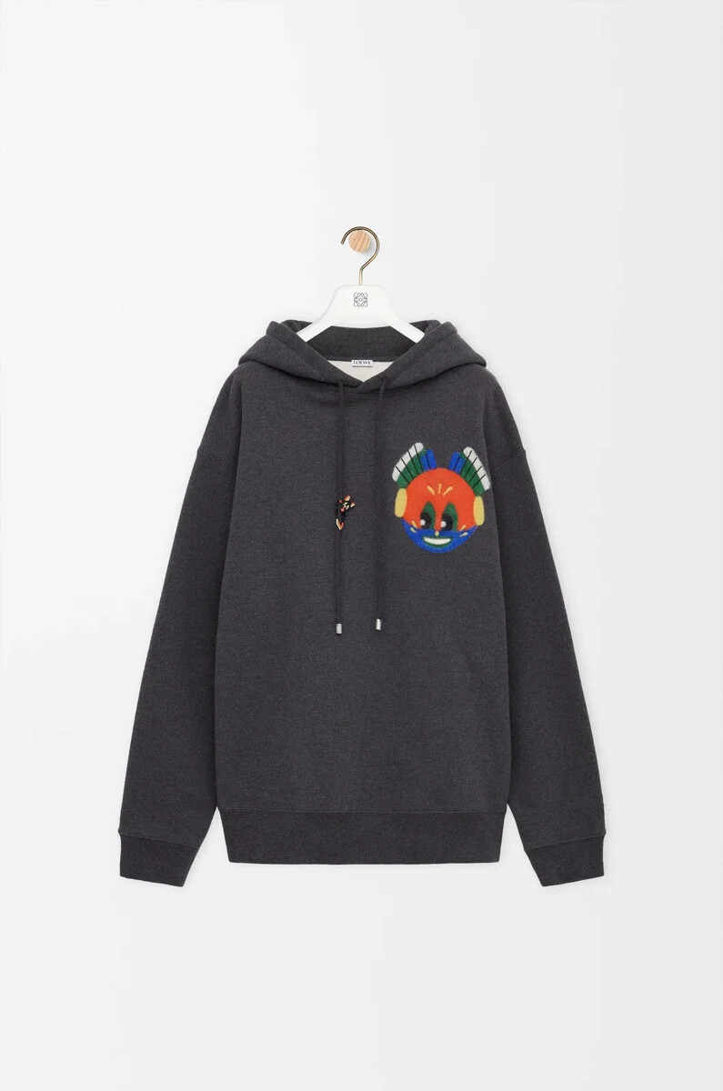 hoodie aus baumwolle dunkelgrau meliert