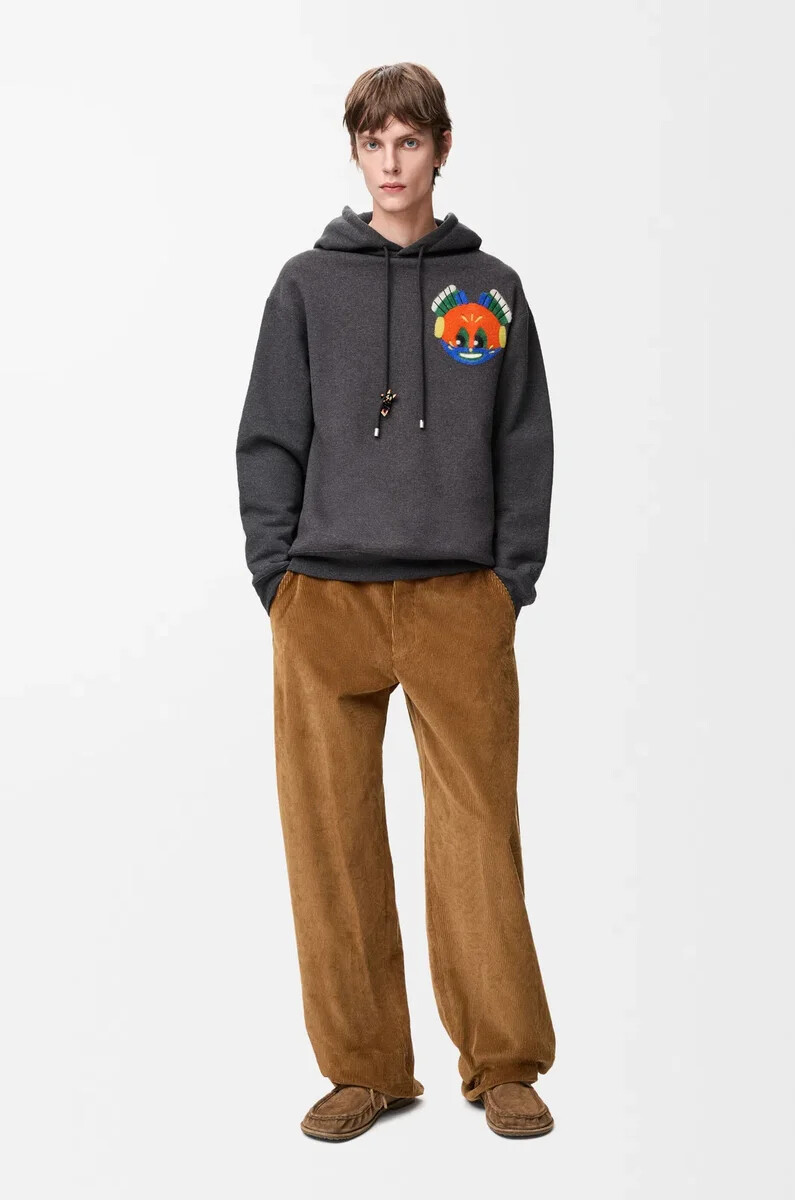 hoodie aus baumwolle dunkelgrau meliert
