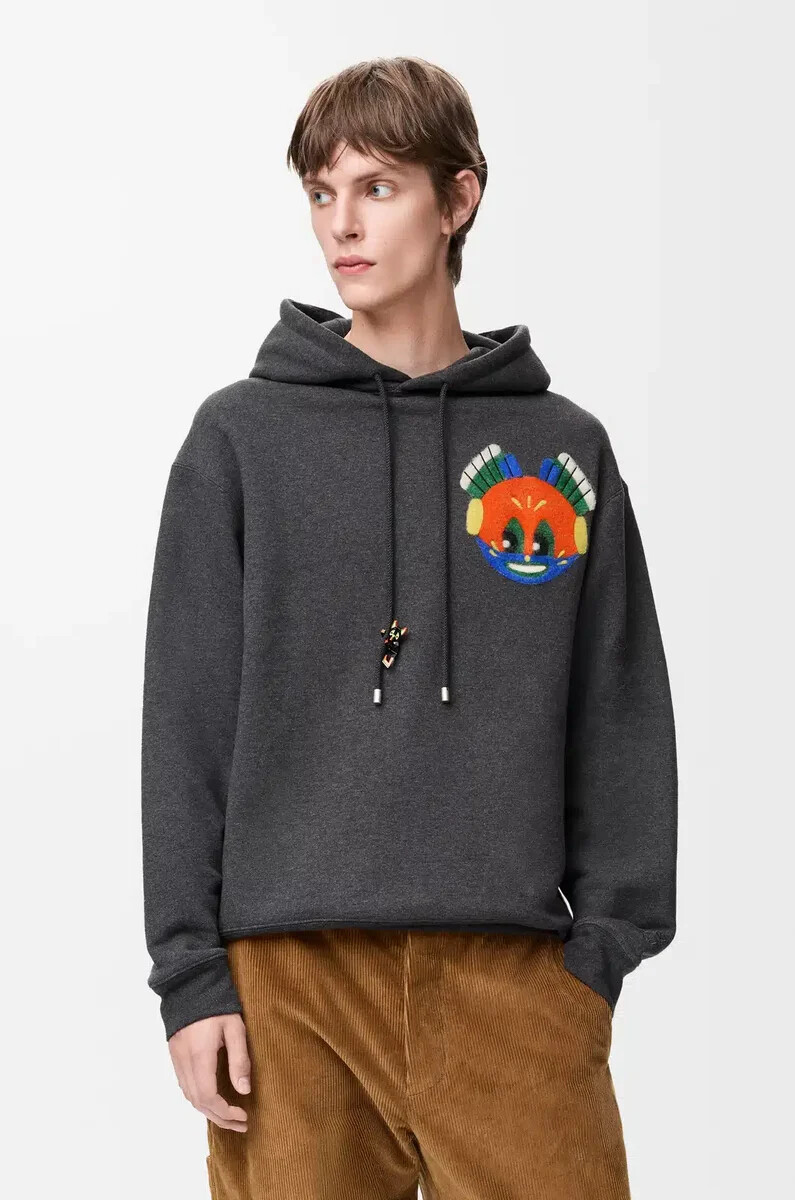 hoodie aus baumwolle dunkelgrau meliert