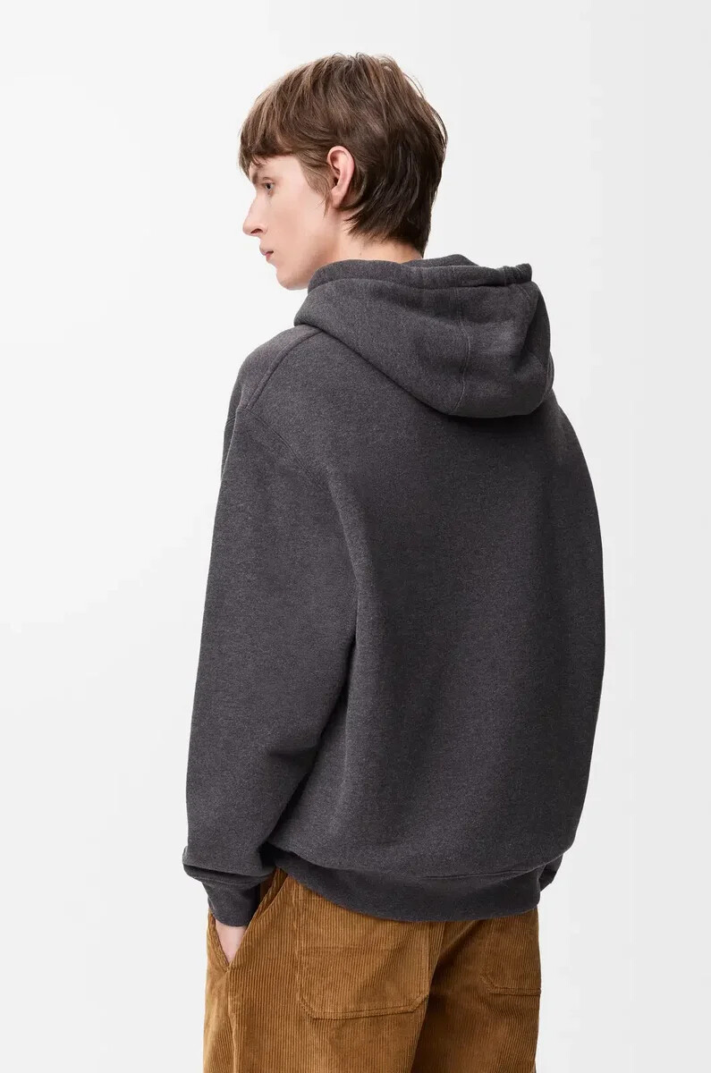 hoodie aus baumwolle dunkelgrau meliert