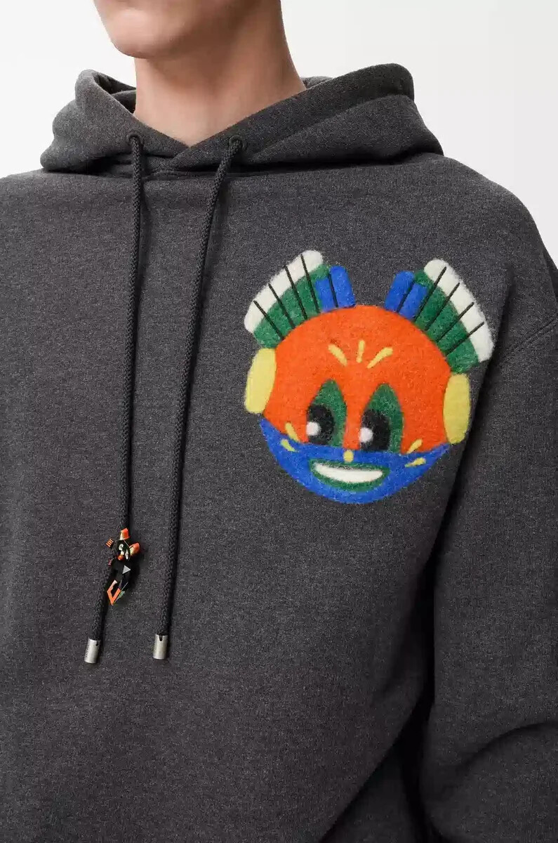 hoodie aus baumwolle dunkelgrau meliert