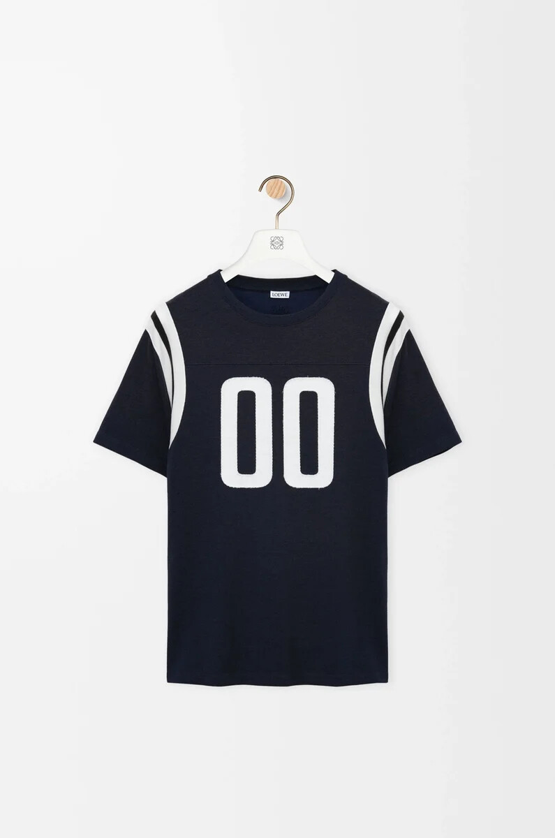 normal geschnittenes t-shirt aus baumwolle und viskose dunkelblau