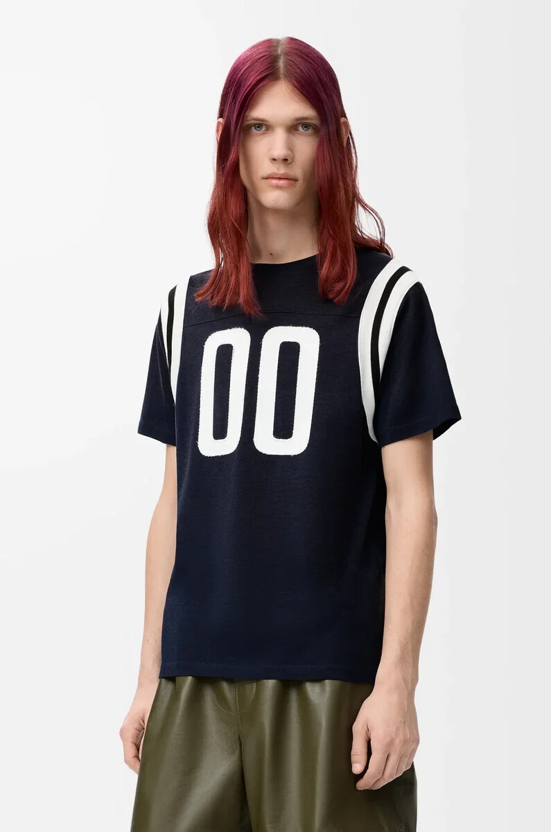 normal geschnittenes t-shirt aus baumwolle und viskose dunkelblau