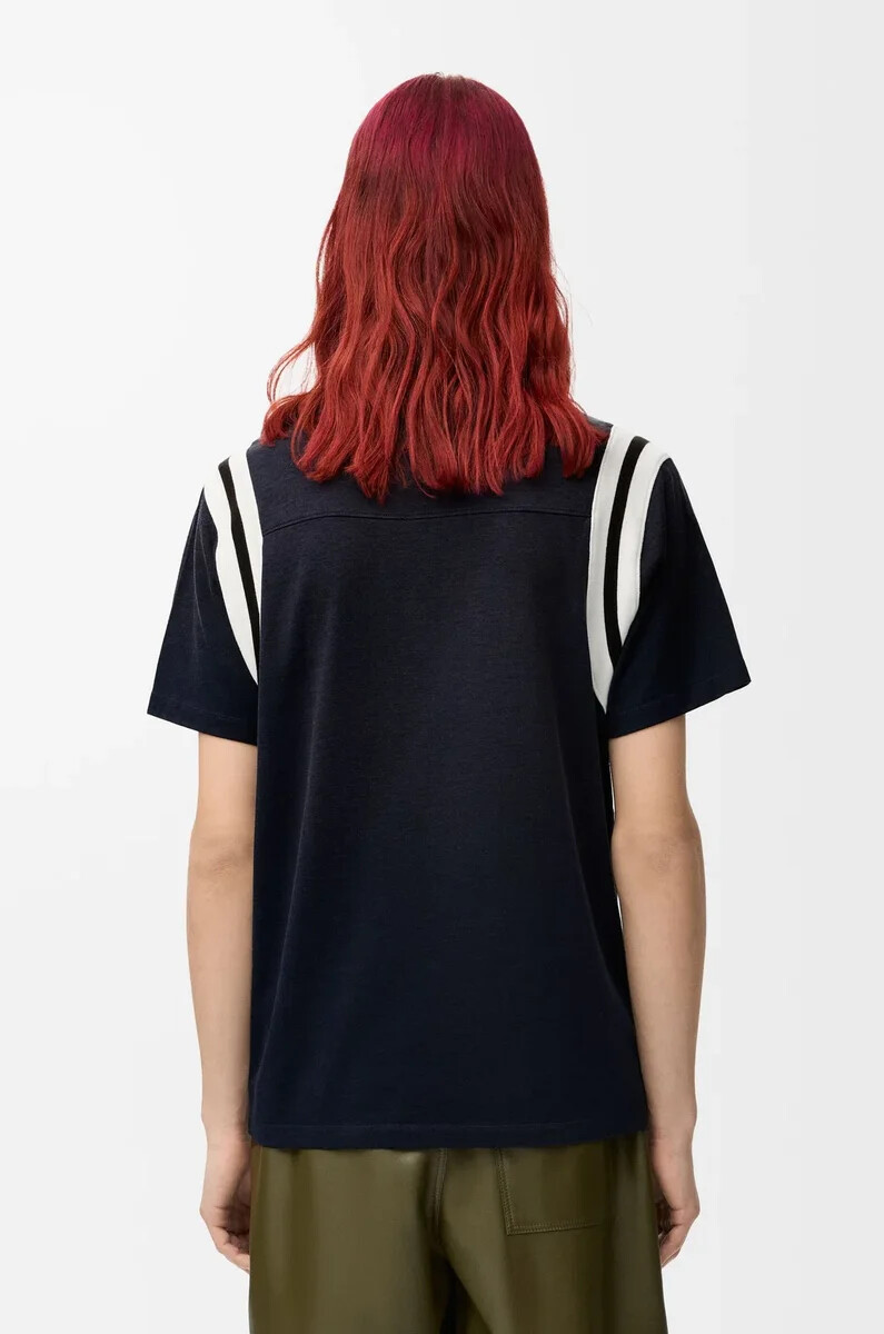 normal geschnittenes t-shirt aus baumwolle und viskose dunkelblau
