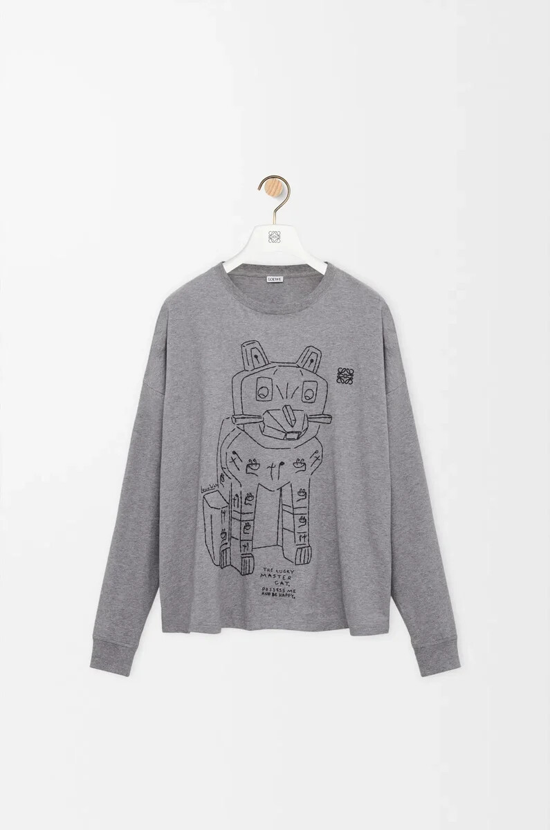 langarm-t-shirt aus baumwolle graumeliert