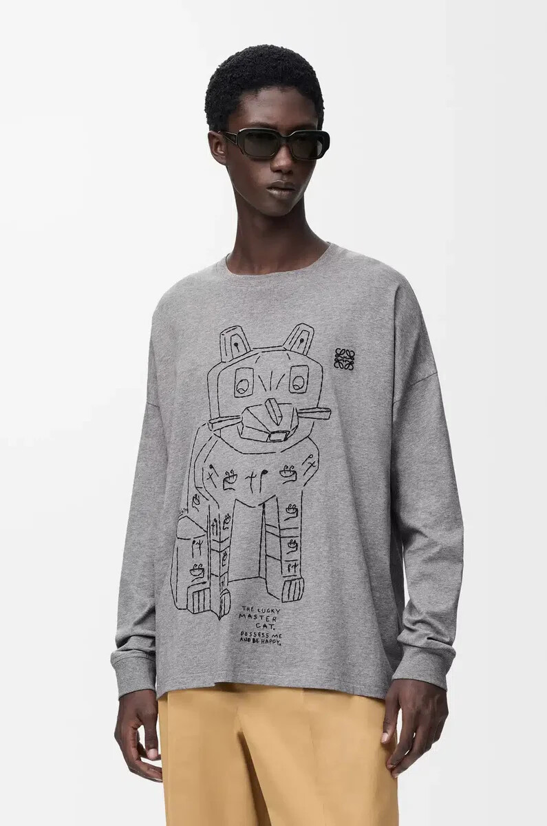 langarm-t-shirt aus baumwolle graumeliert
