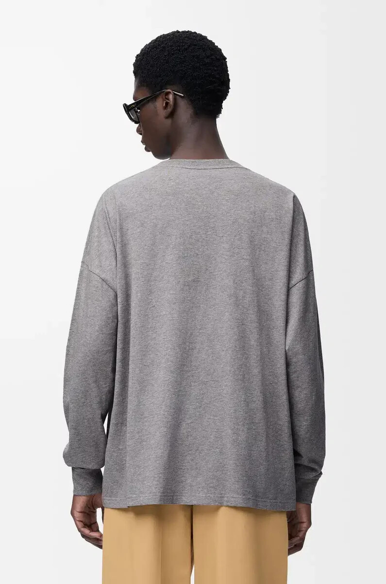langarm-t-shirt aus baumwolle graumeliert