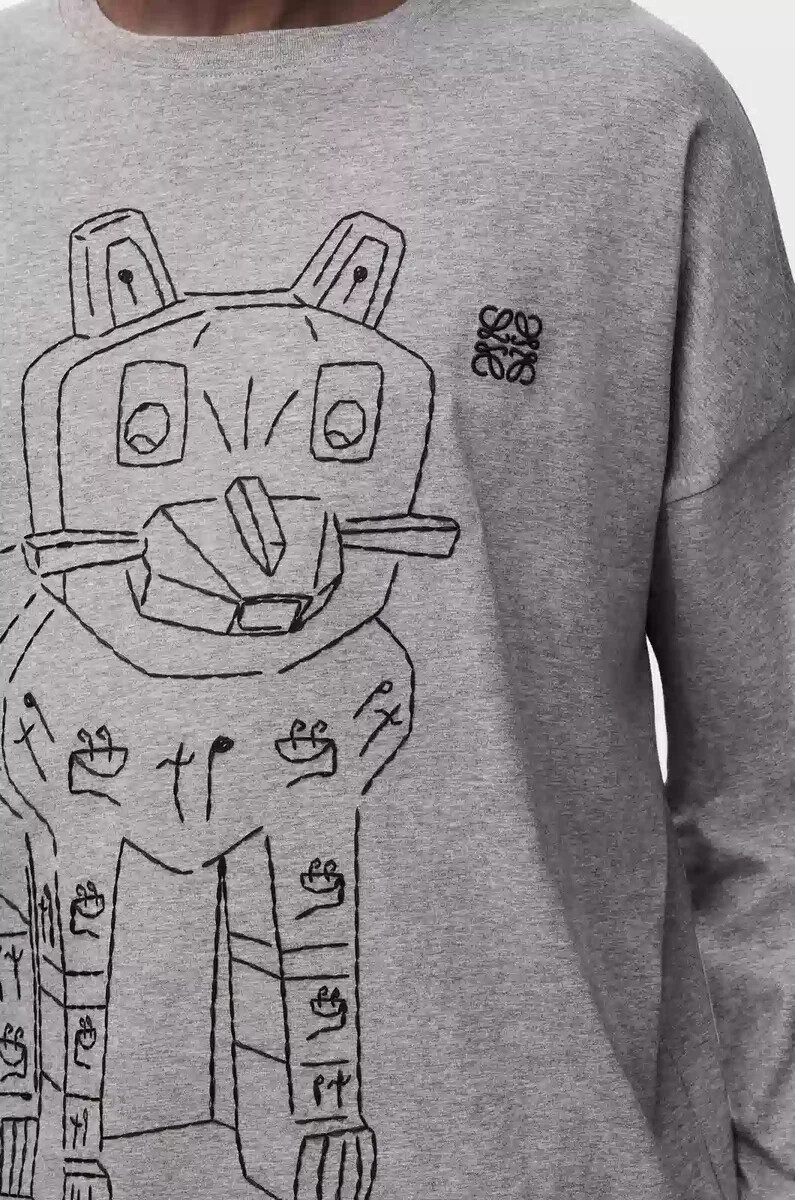 langarm-t-shirt aus baumwolle graumeliert