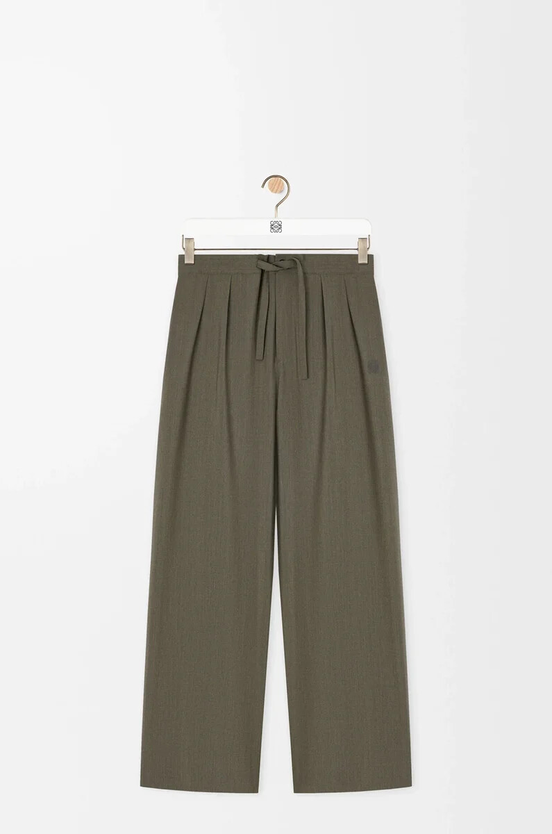 wollhose mit kordelzug in khakigrün