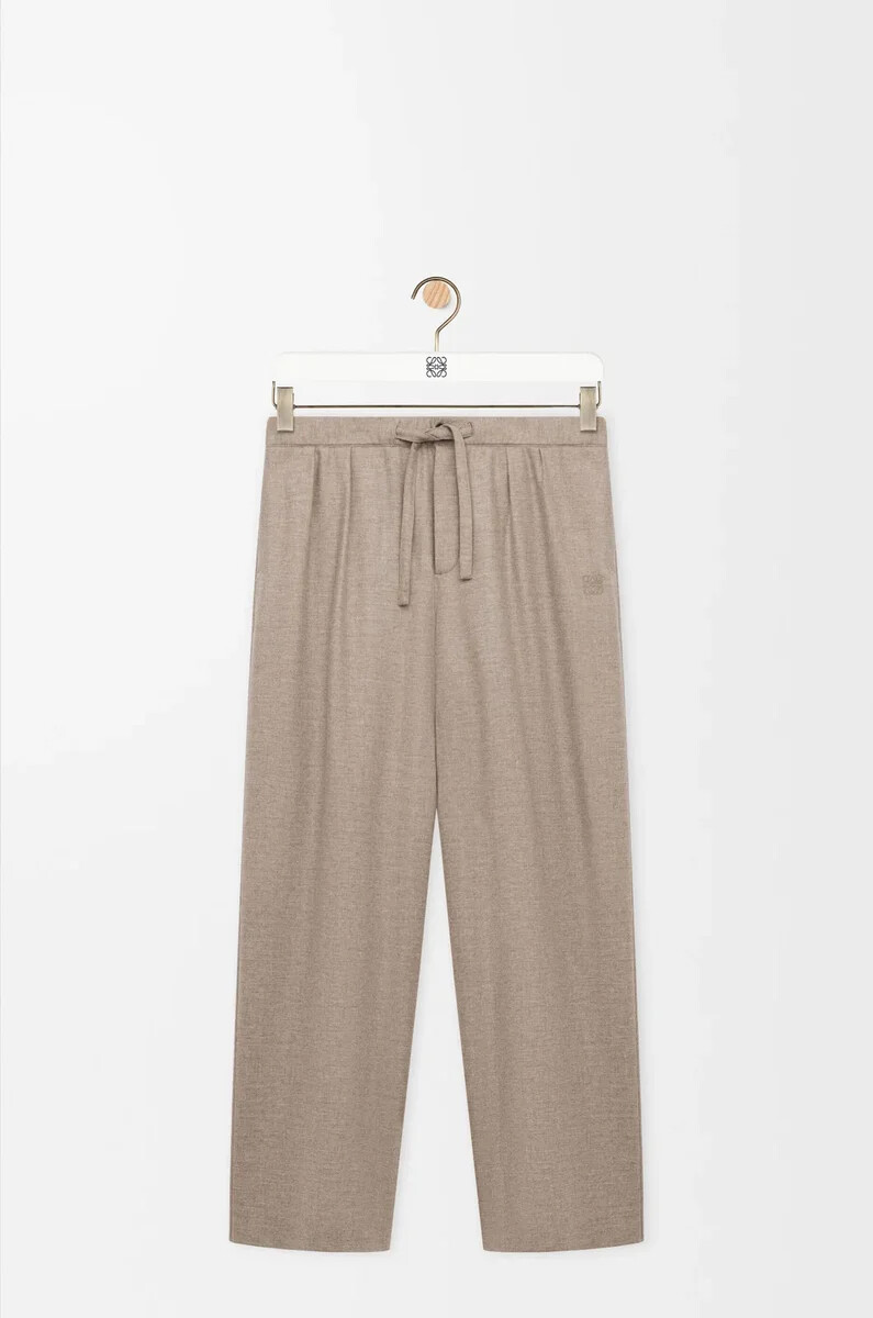 hose mit kordelzug aus wolle und kaschmir beige melange
