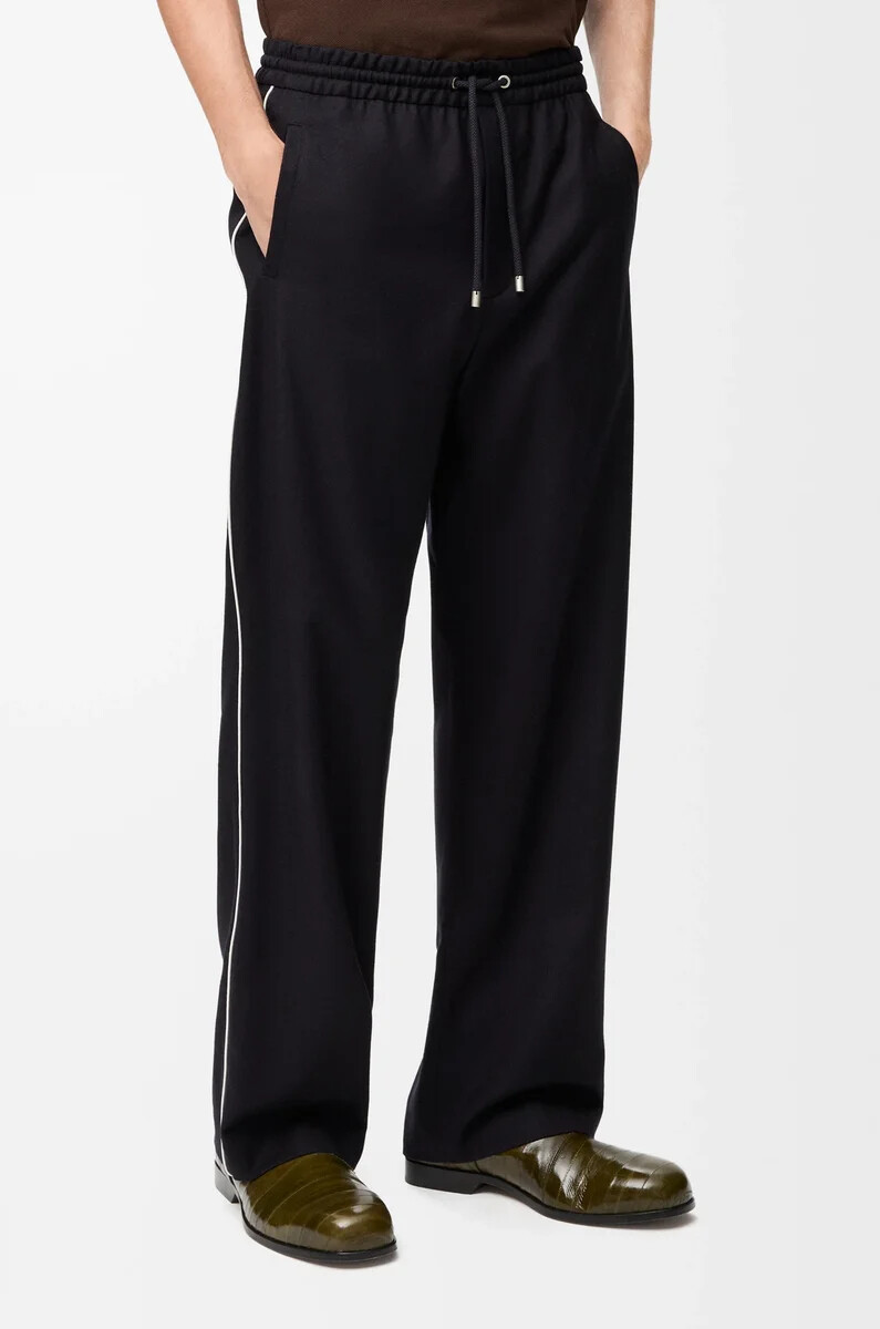 hose mit kordelzug aus wolle marineblau