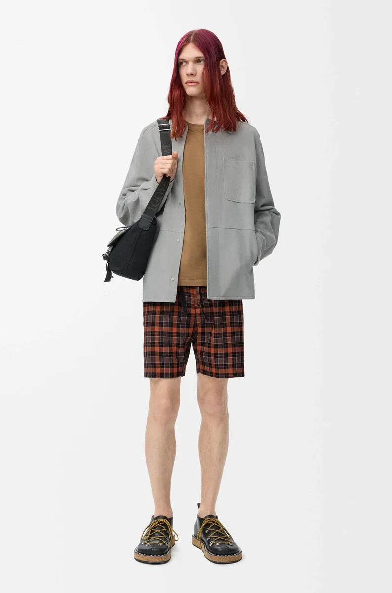 shorts aus wollmischung orangeschwarz