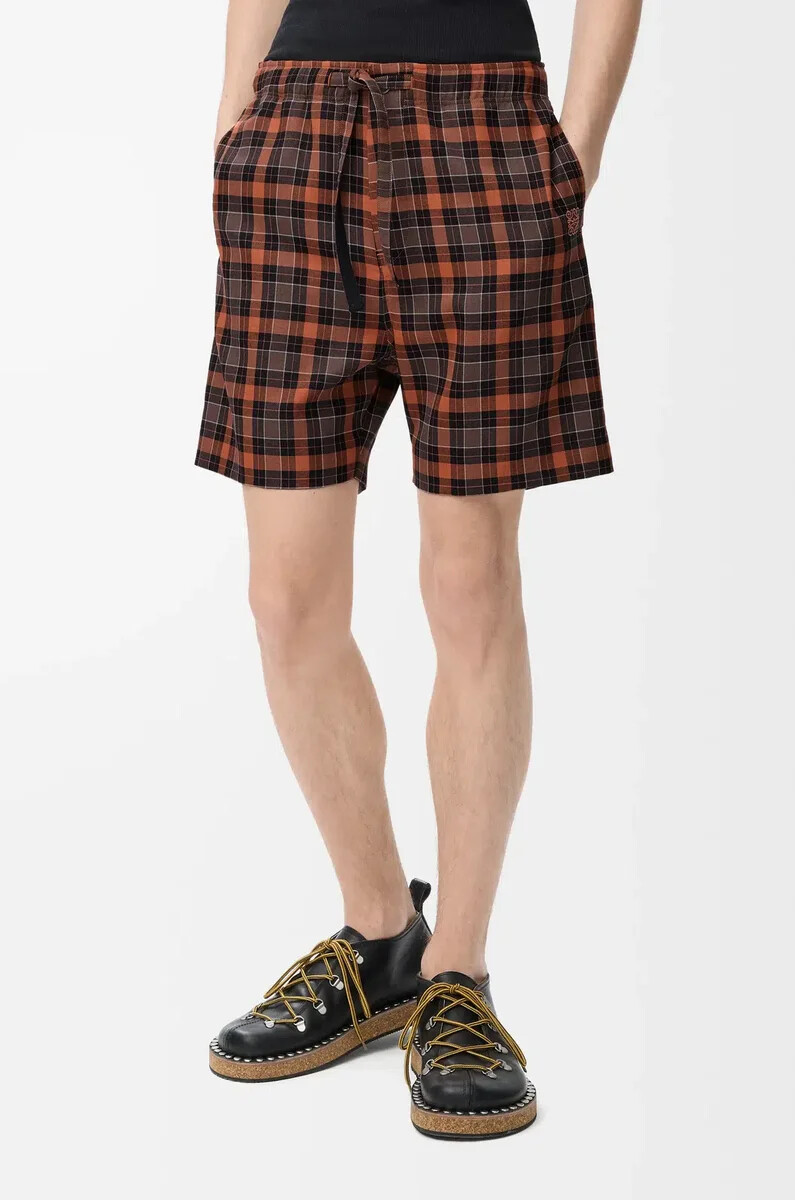 shorts aus wollmischung orangeschwarz