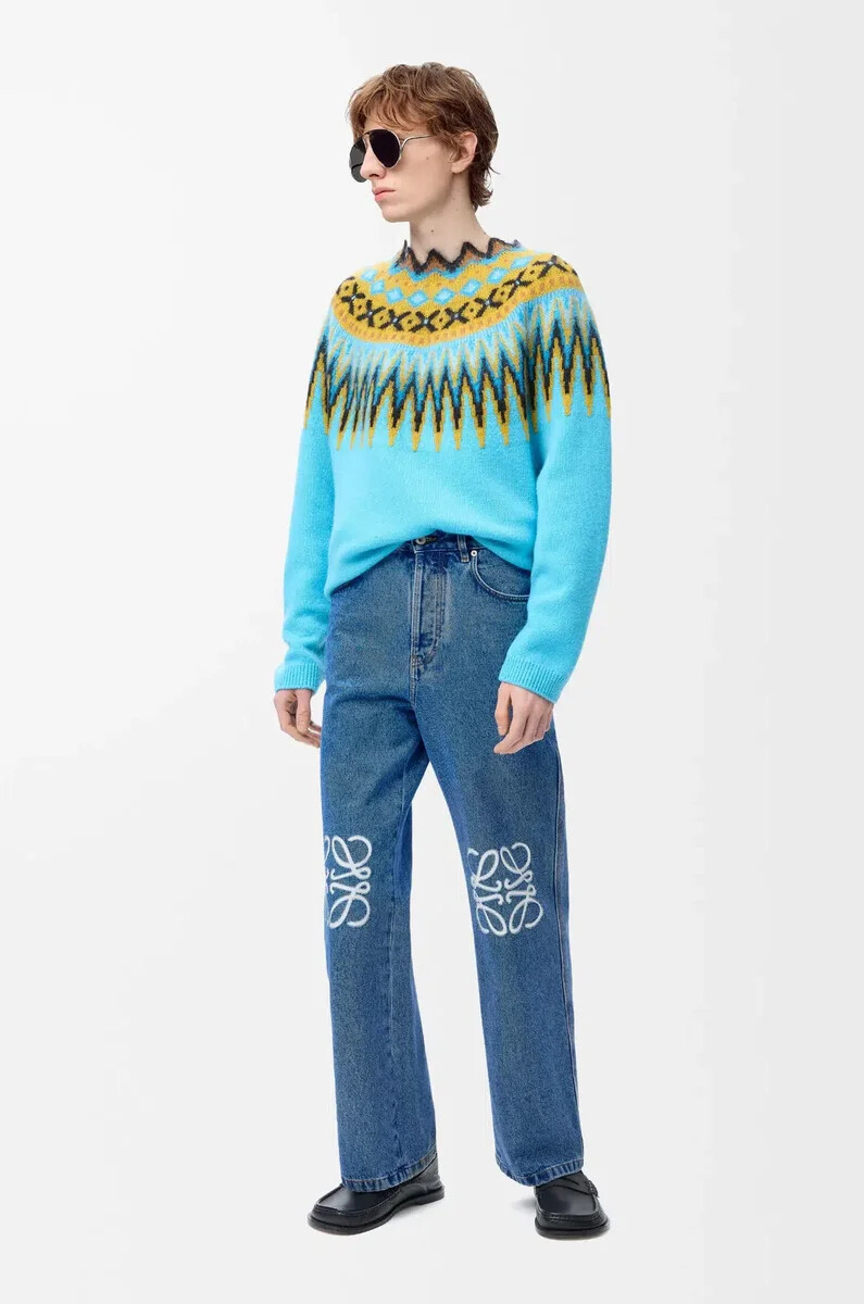 anagram baggy jeans aus mittelblauem denim