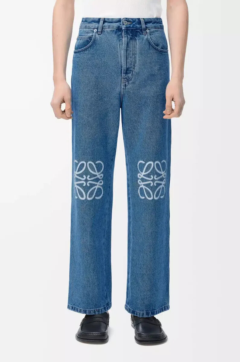 anagram baggy jeans aus mittelblauem denim