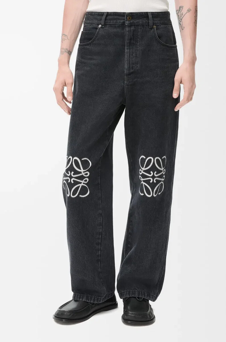 anagram baggy jeans aus schwarzem denim