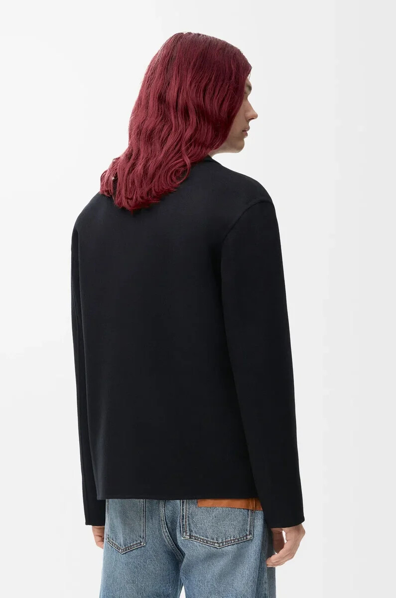 schwarze arbeitsjacke aus wolle und kaschmir