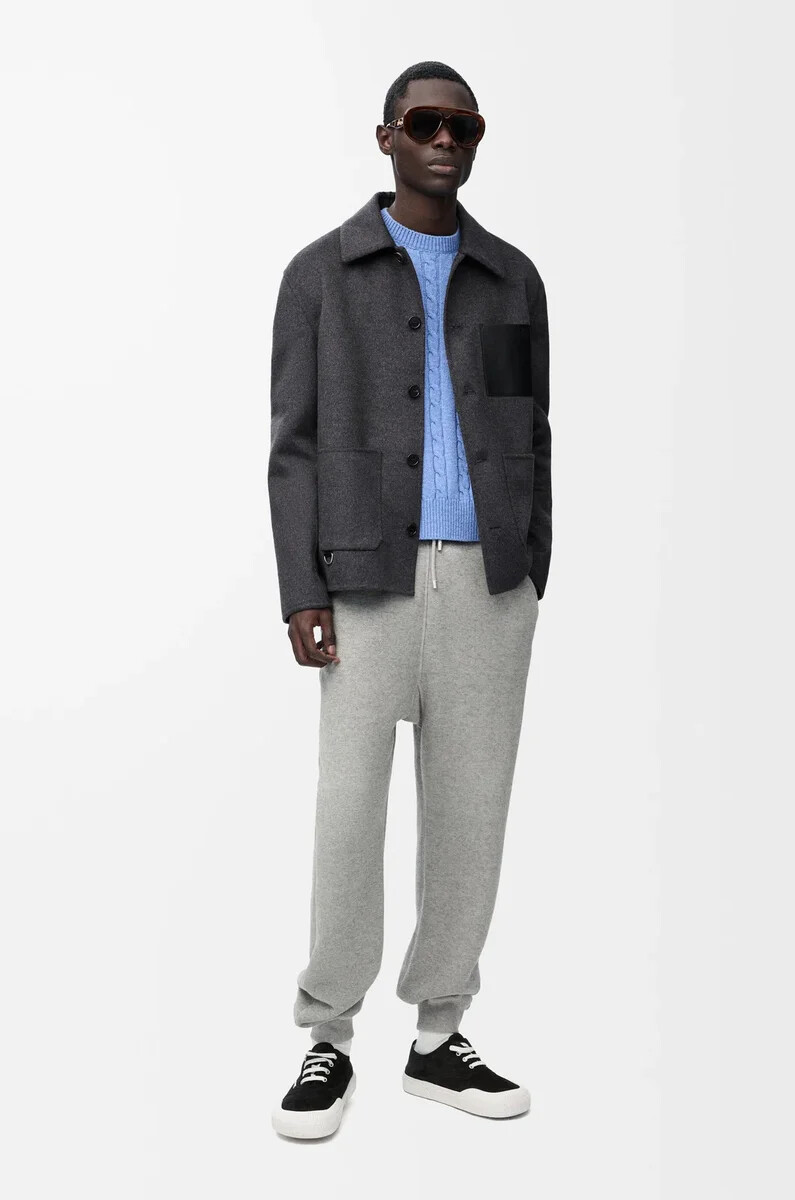 arbeitsjacke aus wolle und kaschmir anthrazit meliert