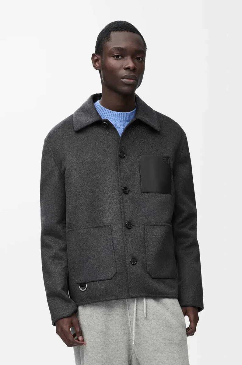 arbeitsjacke aus wolle und kaschmir anthrazit meliert