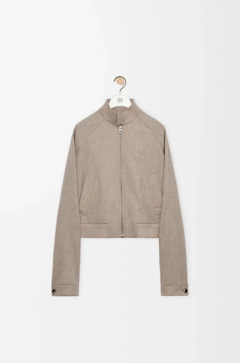 jacke mit reißverschluss aus wolle und kaschmir beige melange