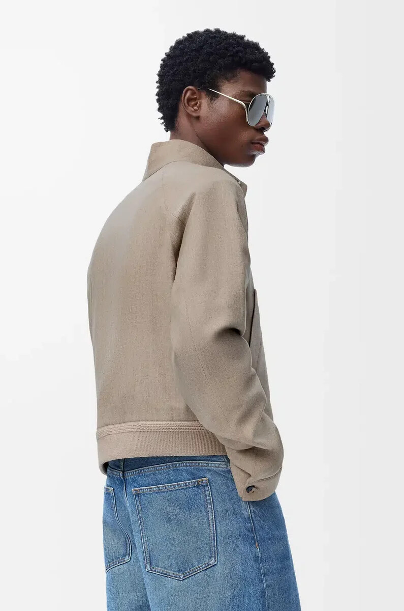 jacke mit reißverschluss aus wolle und kaschmir beige melange