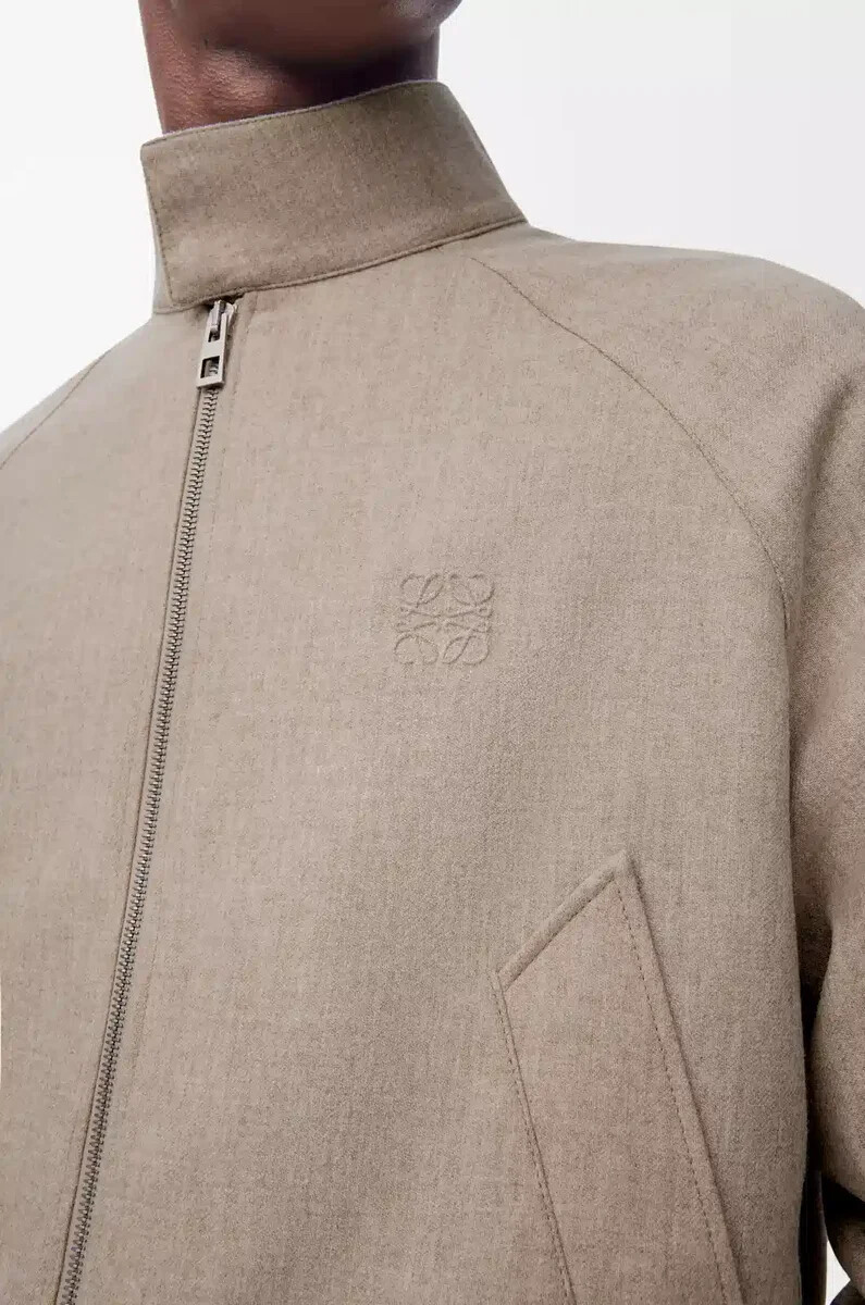 jacke mit reißverschluss aus wolle und kaschmir beige melange