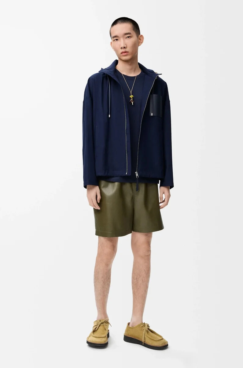 kapuzenjacke aus baumwolle marineblaubeige