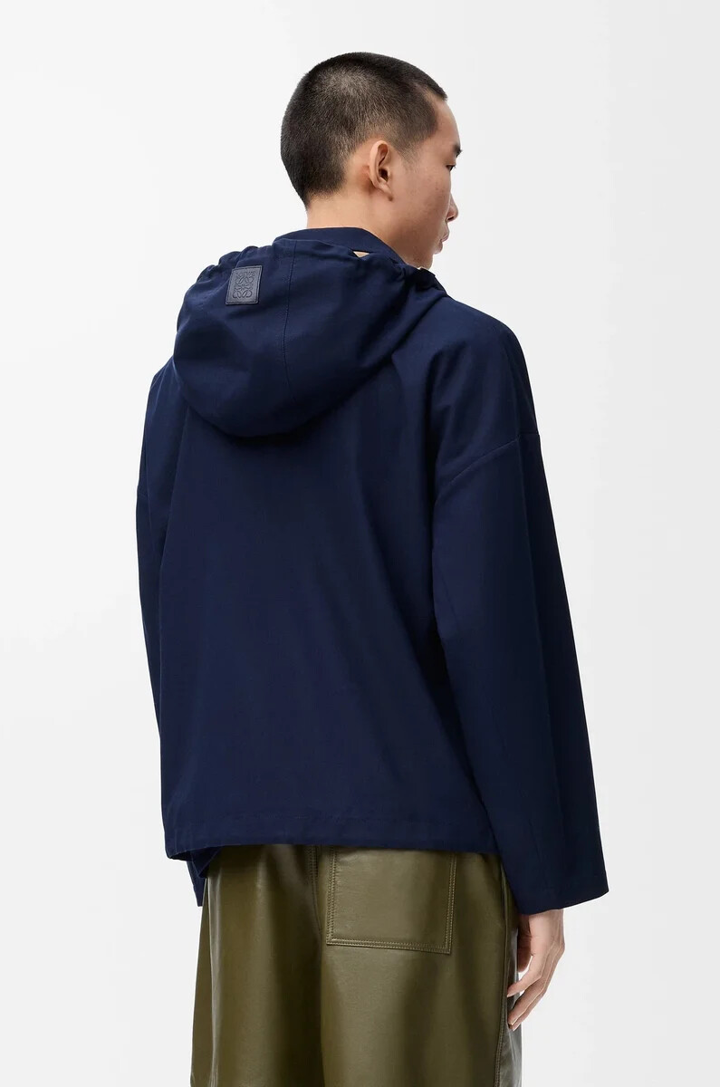 kapuzenjacke aus baumwolle marineblaubeige