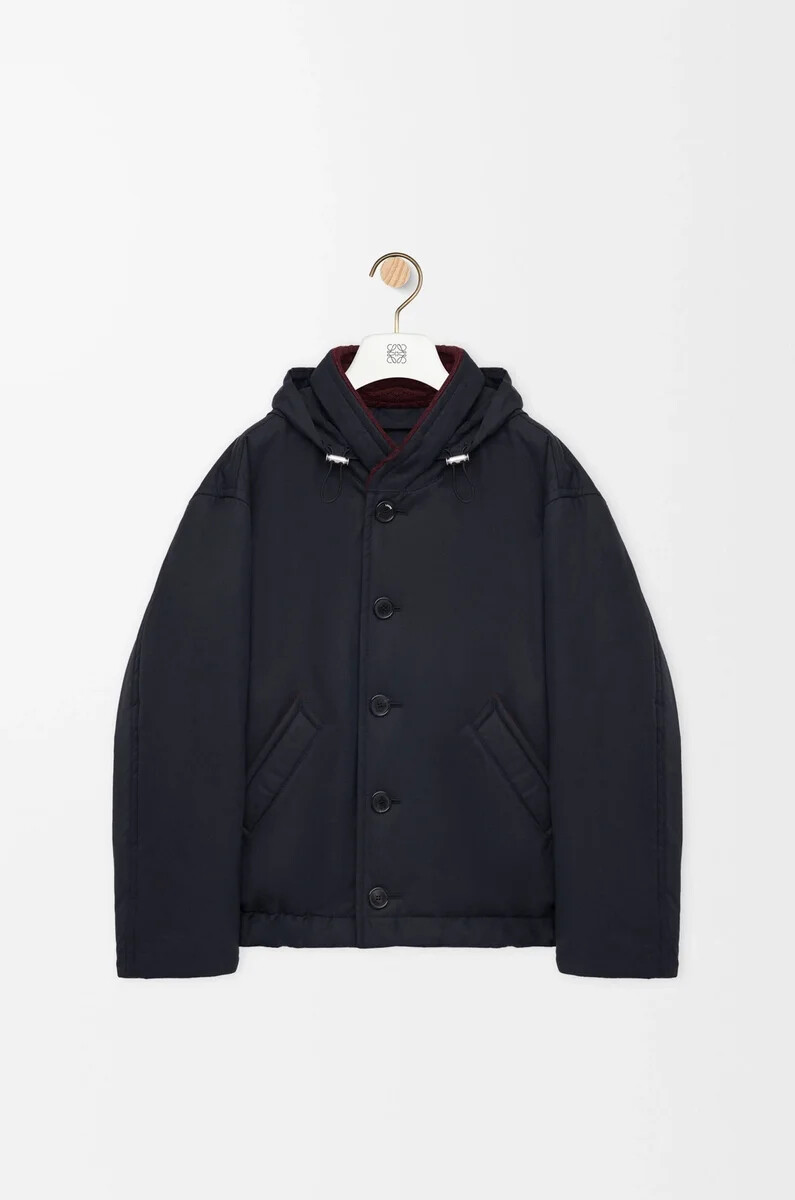wattierte jacke aus technischer baumwolle marineblau
