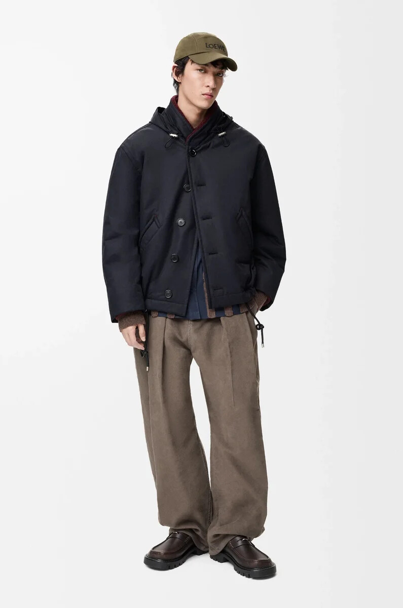 wattierte jacke aus technischer baumwolle marineblau