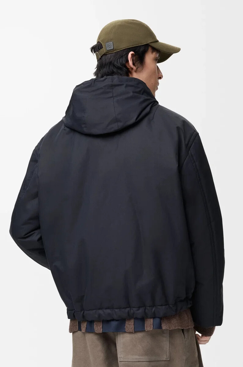 wattierte jacke aus technischer baumwolle marineblau