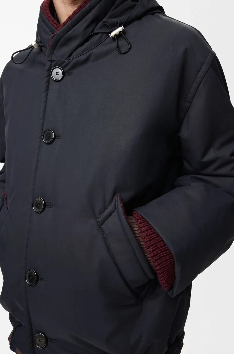 wattierte jacke aus technischer baumwolle marineblau