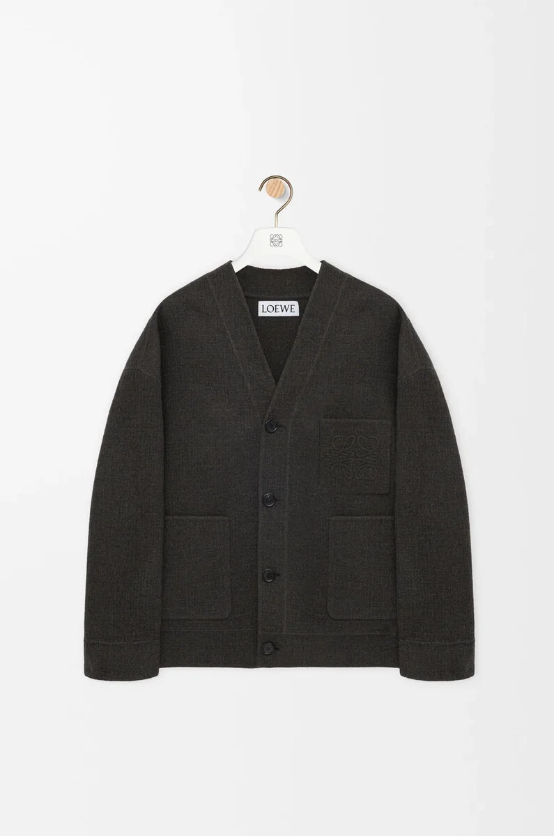 strickjacke aus wolle und seide khakibraunblau