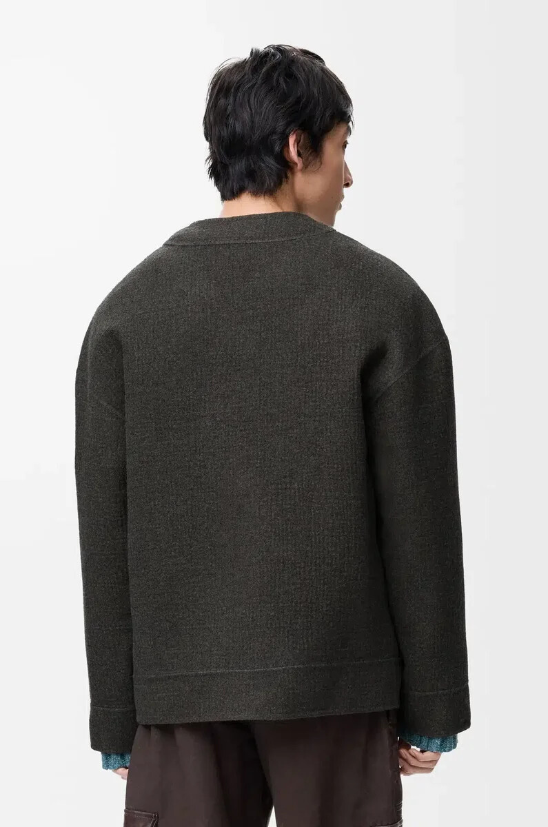 strickjacke aus wolle und seide khakibraunblau